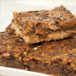 Our new pecan pie bars -- a toasted pecan shortbread topped with an ooey gooey layer of pecan pie filling.